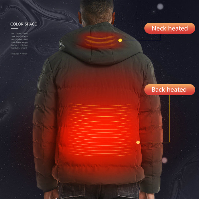 New Men Women Cotton Coat USB Smart Electric Heated Jackets Winter Thicken Down Hooded Outdoor Hiking Ski Clothing 7XL by DERILUJA LLC
