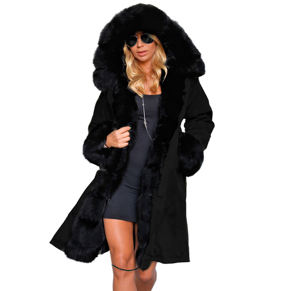 Cotton-padded Jacket Fur Collar Coat Hooded by DERILUJA LLC