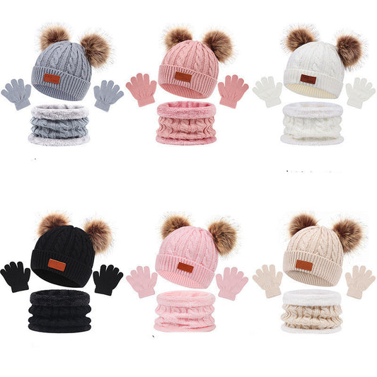 Children's Hat Scarf Gloves Three-piece Set by My Store