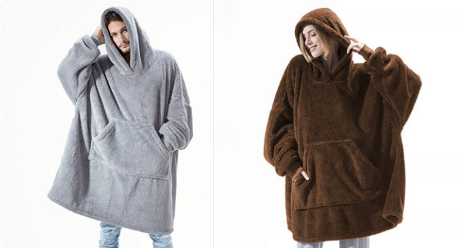 Hoodie Sweatshirt With Big Pocket Tops Sweater Comfortable Loose Double-Sided Fleece Thicker Wearable Blanket by DERILUJA LLC