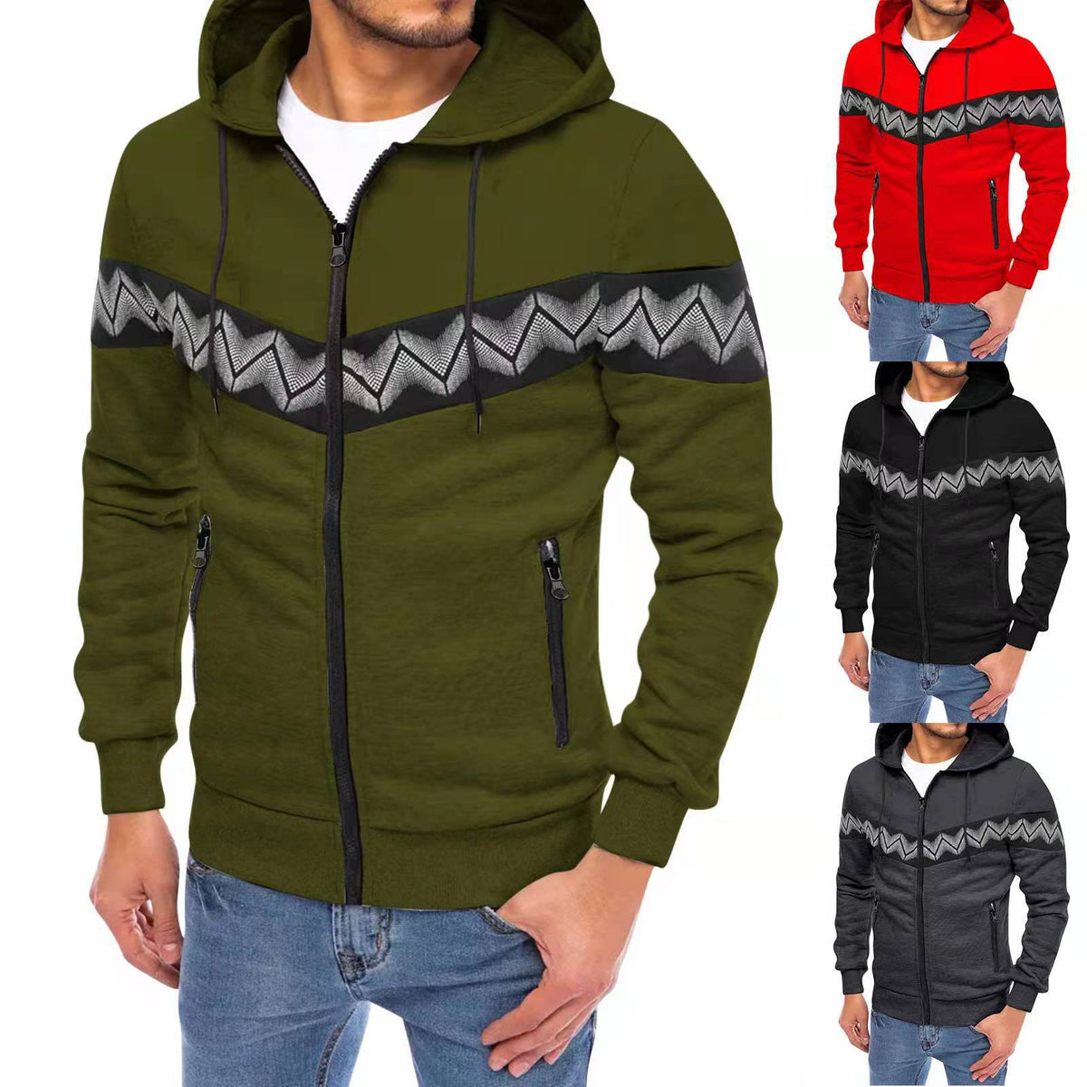 New Men's Cardigan Hooded Sweater Sportswear Casual Suit by DERILUJA LLC