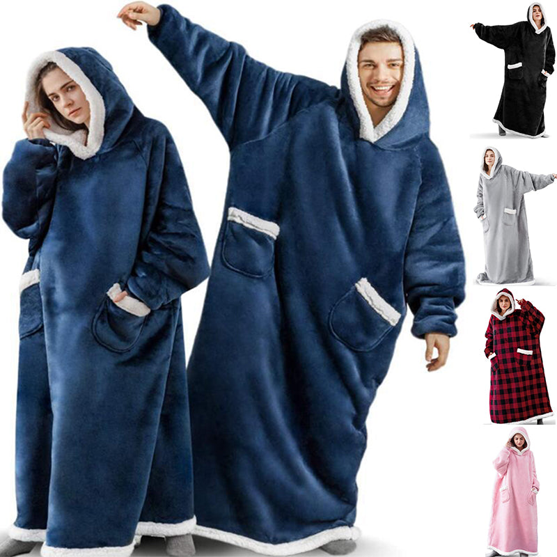 Winter TV Hoodie Blanket Winter Warm Home Clothes Women Men Oversized Pullover With Pockets by DERILUJA LLC