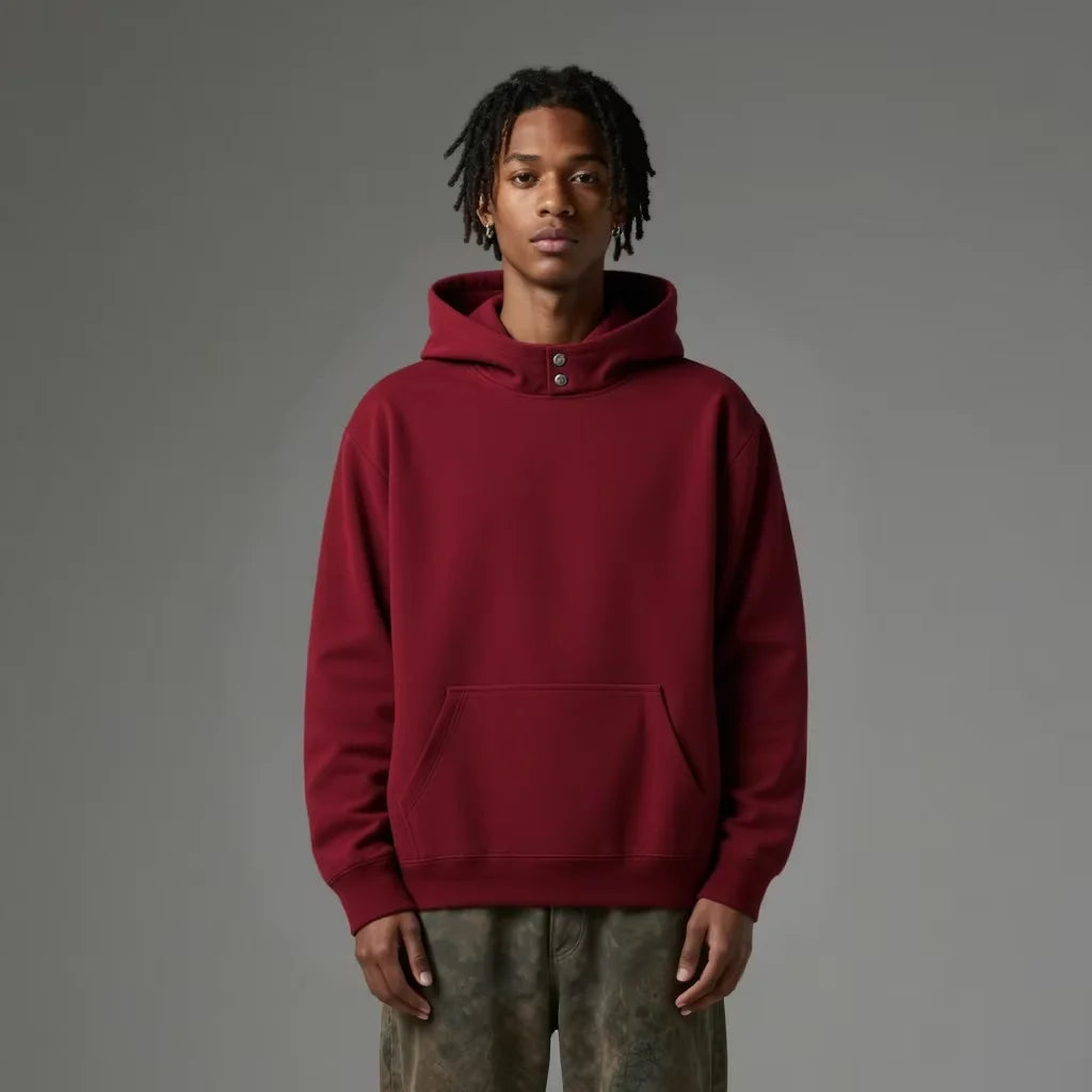 Men’s Heavyweight Oversized Hoodie – Double-Button Hood by DERILUJA LLC