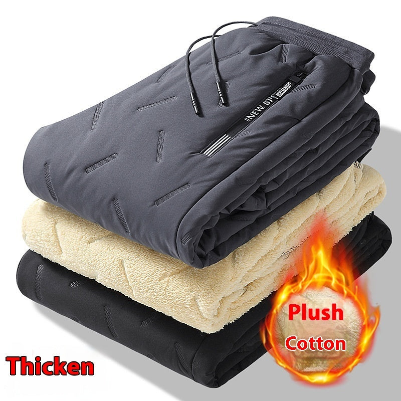 Winter Sweatwear Men Plush Thick Fleece Sweatpant Lambswool Thermal Trousers Casual Pants Waterproof Windproof Warm Cotton Pants by My Store
