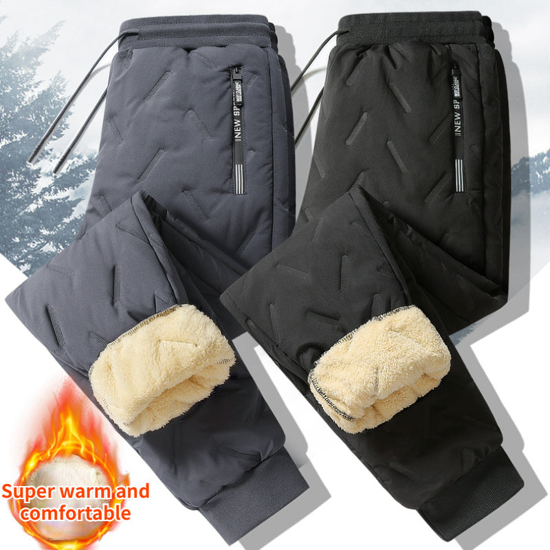 Winter Sweatwear Men Plush Thick Fleece Sweatpant Lambswool Thermal Trousers Casual Pants Waterproof Windproof Warm Cotton Pants by My Store