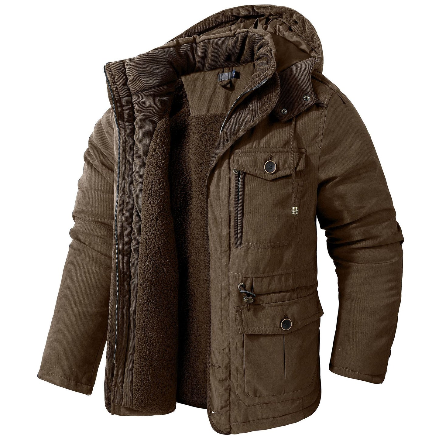 Men's Plus Size Lambswool Hooded Cotton Jacket by My Store