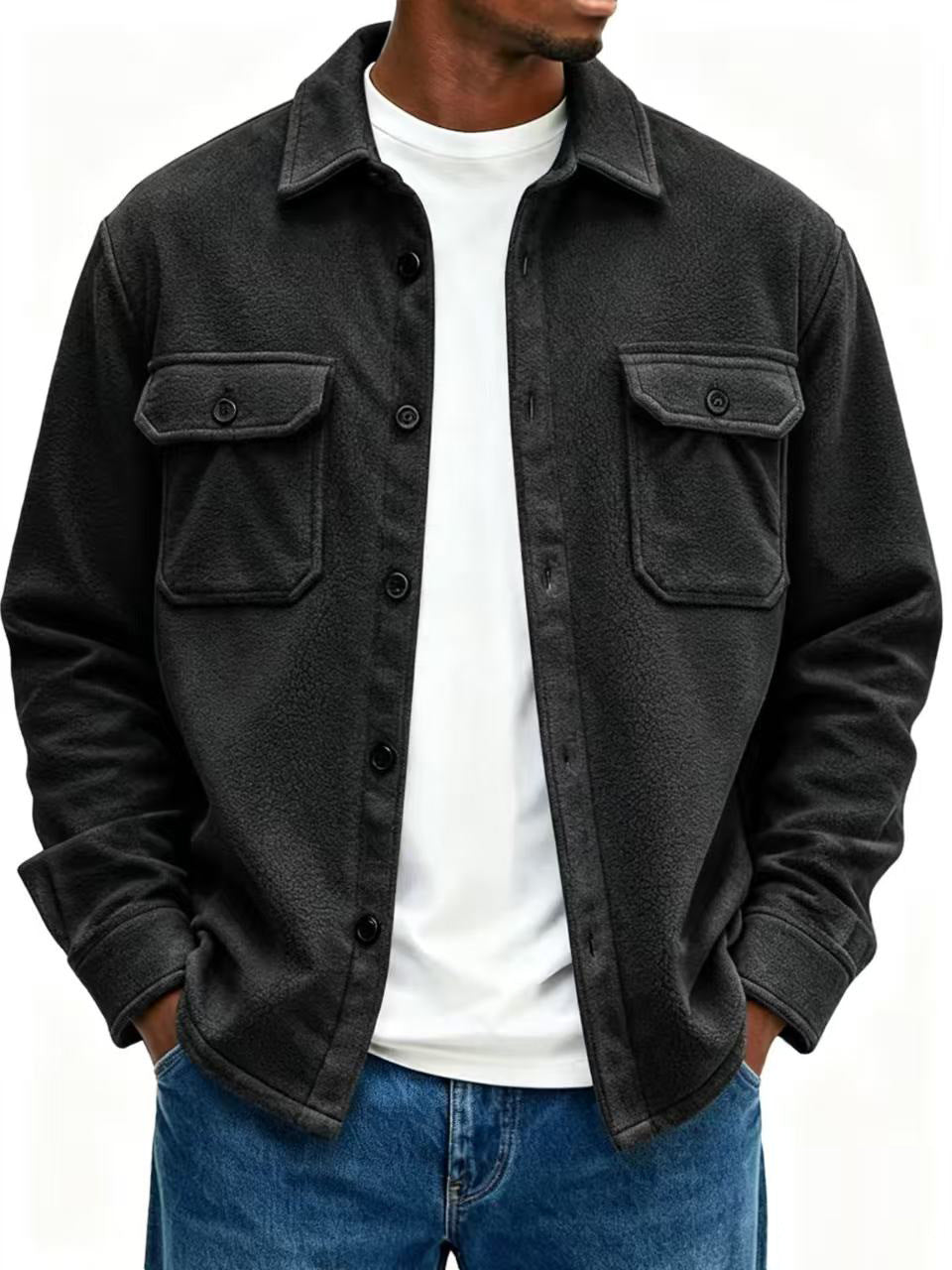 Men's Casual Loose-fit Jacket Coat by DERILUJA LLC