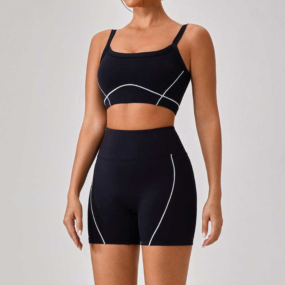 Outdoor Sports Yoga Suits Women's Spaghetti Strap Contrast Color Fitness Set Outfits by My Store