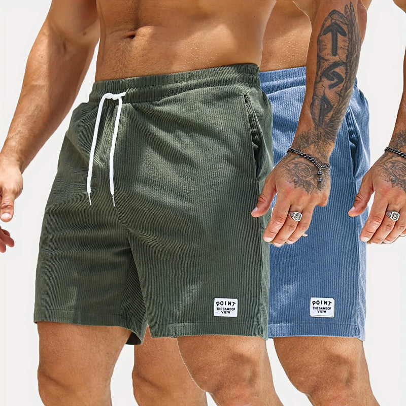 Lace-up Drawstring Shorts Summer Corduroy Sports Short Pants Mens Clothing by DERILUJA LLC