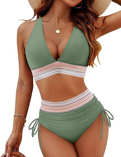 Fashion Women's High Waist Bikini Split Suit by DERILUJA LLC