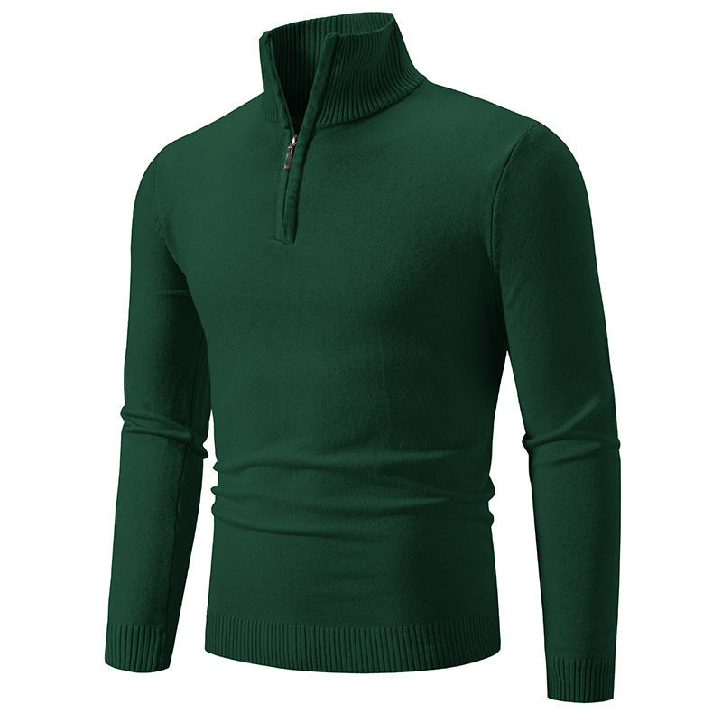 Zip-up Turtleneck Pullover Men's Long Sleeved Sweater by My Store
