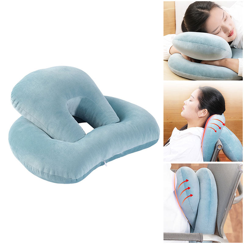 U-Shaped Desk Nap Pillow Neck Supporter Seat Cushion Headrest Travel Neck Pillow With Arm Rest by DERILUJA LLC