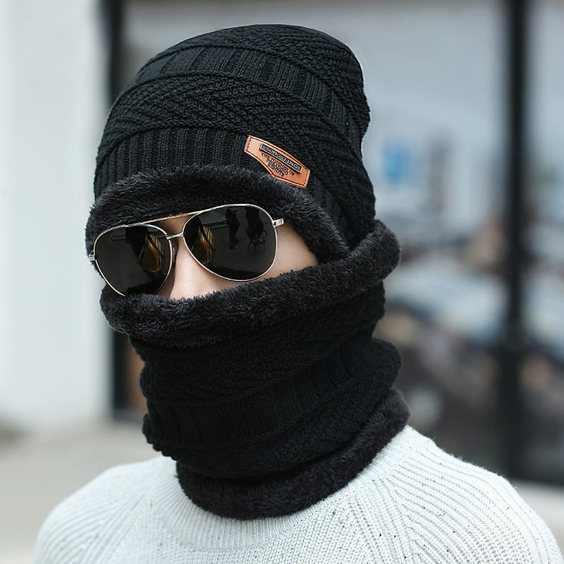 Winter Beanie Hat Scarf Set Warm Knit Hat Thick Fleece Lined Winter Hat Neck Warmer For Men Women by My Store