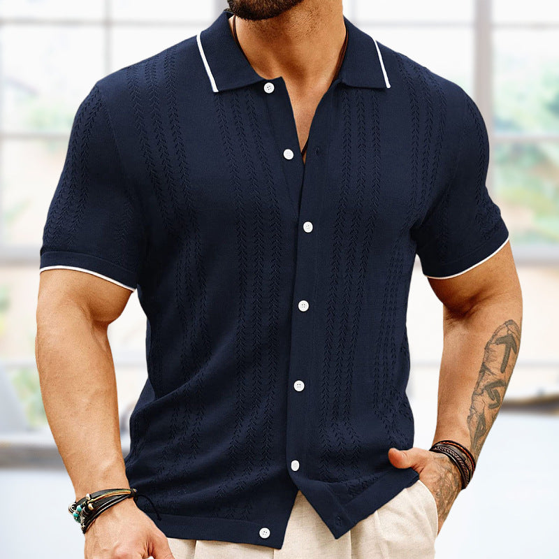Short-sleeved Polo Shirt Summer Button Lapel Top Fashion Business Men's Clothing by DERILUJA LLC