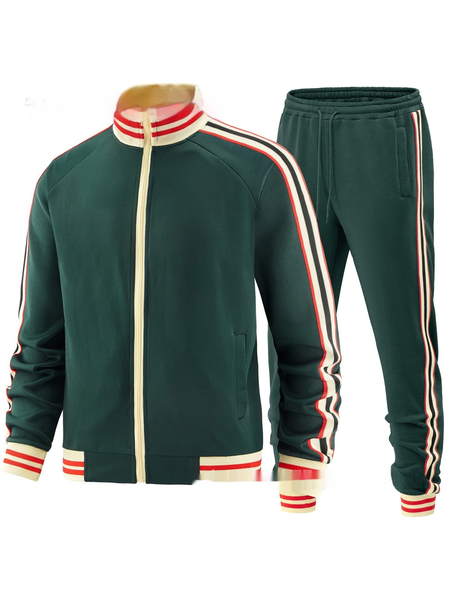 Men's Casual Sports Suit Color Matching Two-piece Set by My Store