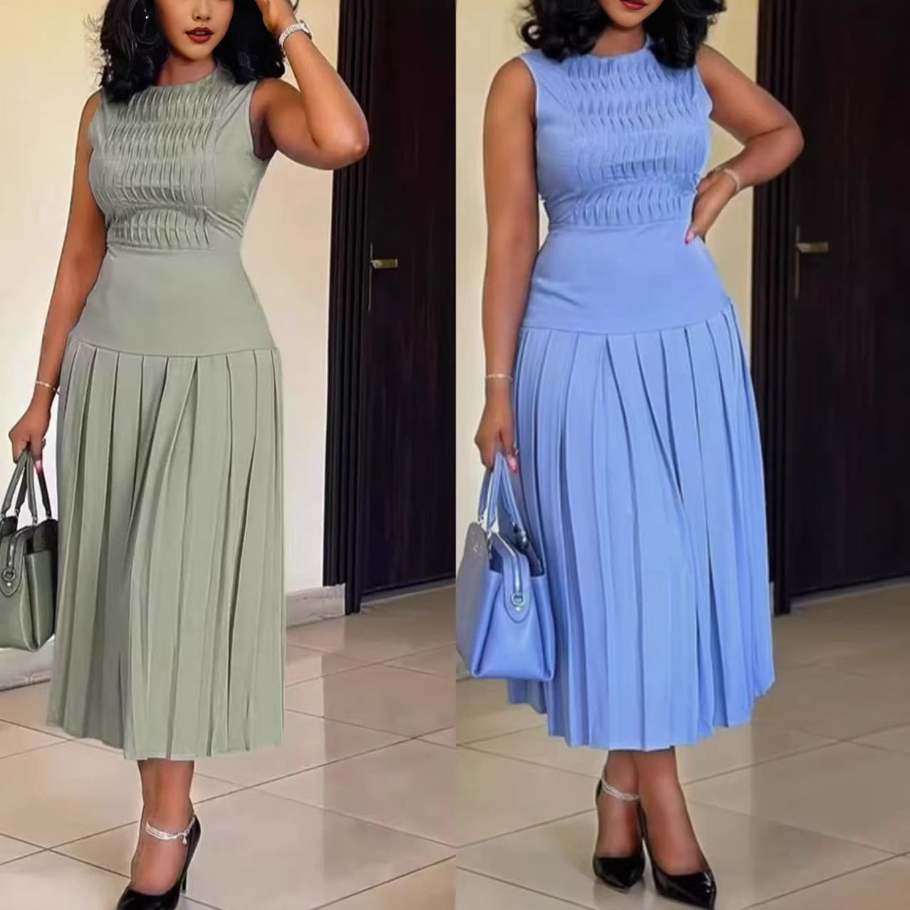 Fashionable Slim-fit Solid-color Dress For Women by DERILUJA LLC