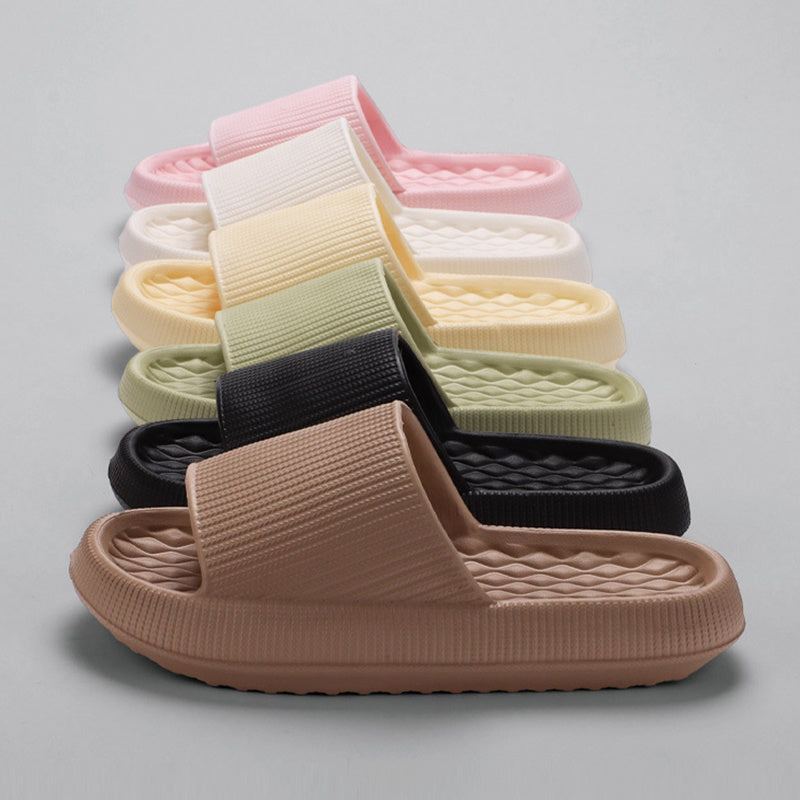Summer EVA Slippers Solid Color Rhombus Stripe Anti-slip Slippers New Women's Home Shoes by My Store