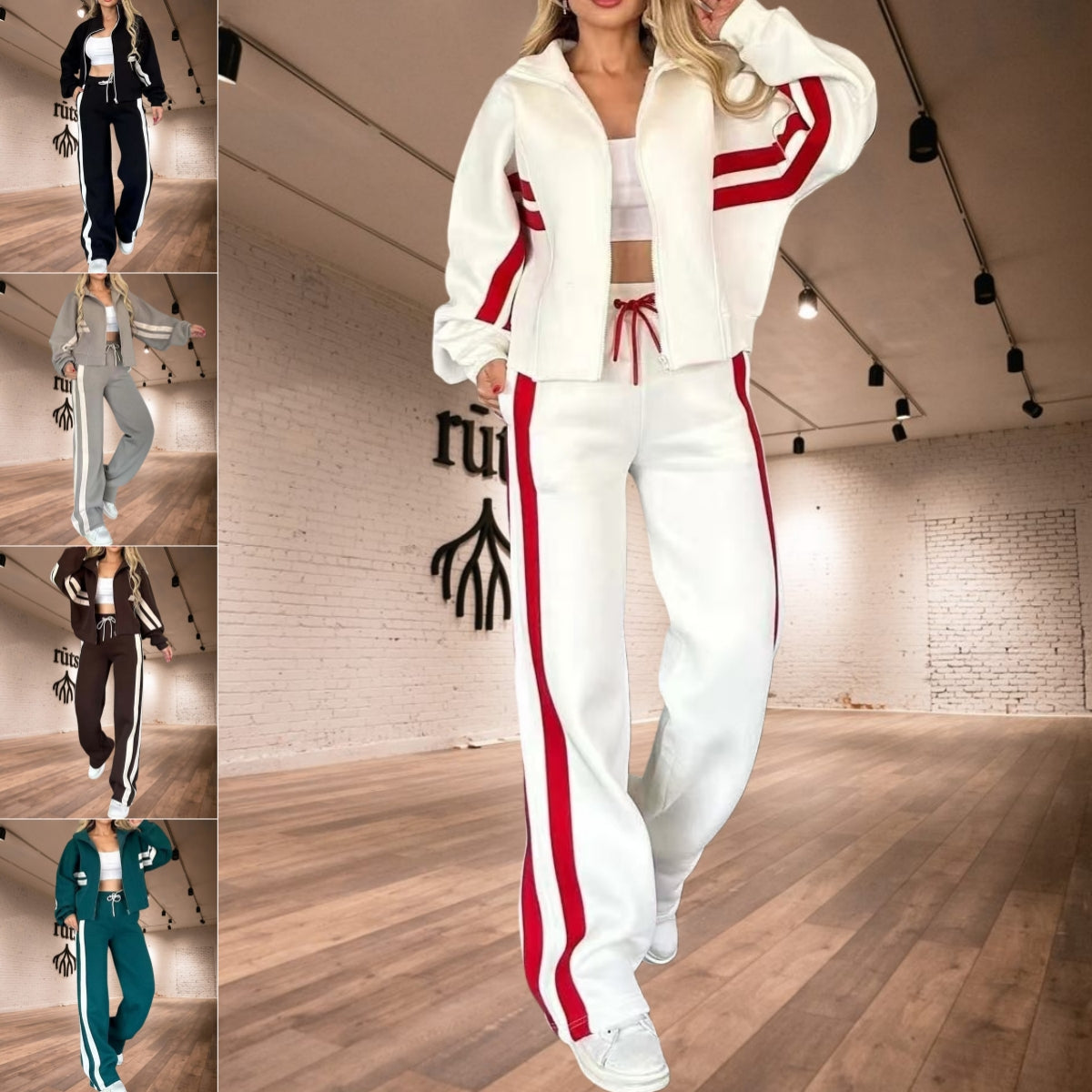 Fashion Two-piece Women's White Sports Suit Loose Sports Shirt Casual Pants Sets Sportswear Women Clothes Tracksuit Women Outfits by DERILUJA LLC