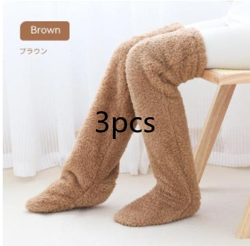 Over Knee High Fuzzy Long Socks Winter Warm Cold Leg Knee Joint Cold-proof Stockings Home Floor Sleeping Socks by My Store