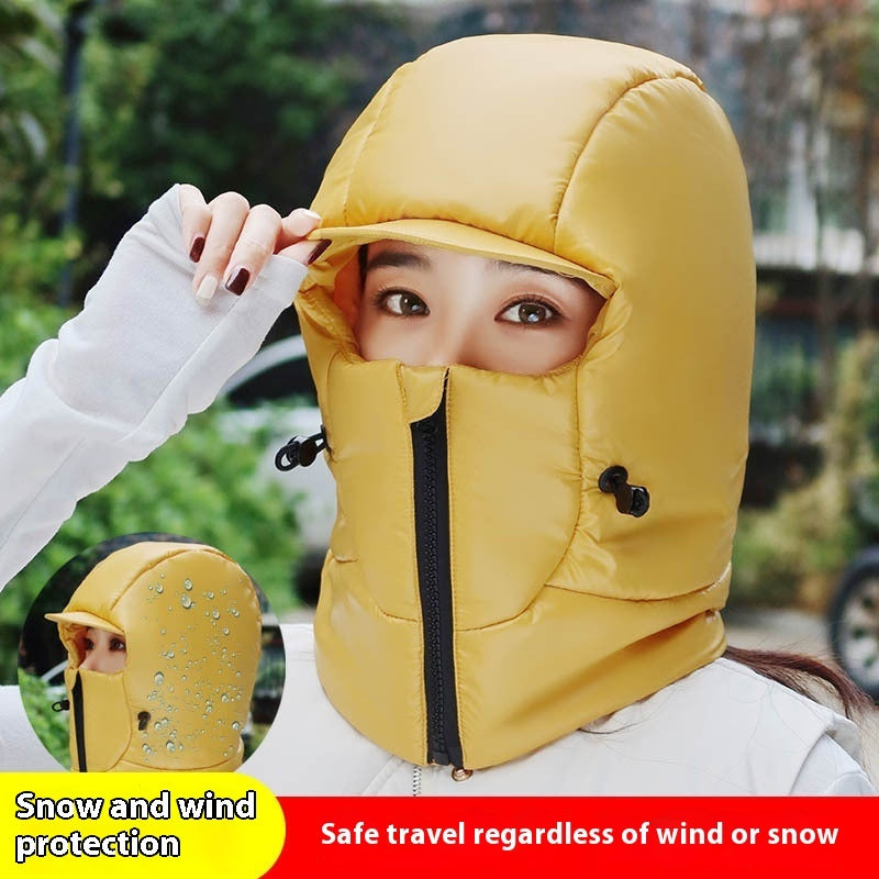 Winter Warm Hat Female Cycling Electric Car Face Care Ear Protection Scarf by DERILUJA LLC