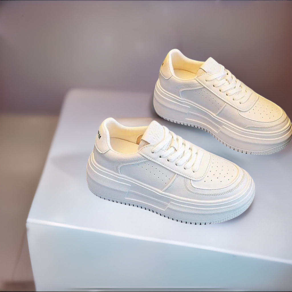 2023 New U Leather Women's White Casual Woman Vulcanize Sneakers Breathable Sport Walking Running Platform Flats Shoes