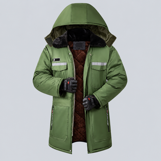 Men’s Fleece-Lined Mid-Length Winter Work Coat