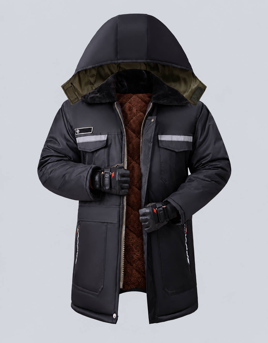 Men’s Fleece-Lined Mid-Length Winter Work Coat