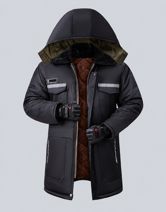Men’s Fleece-Lined Mid-Length Winter Work Coat