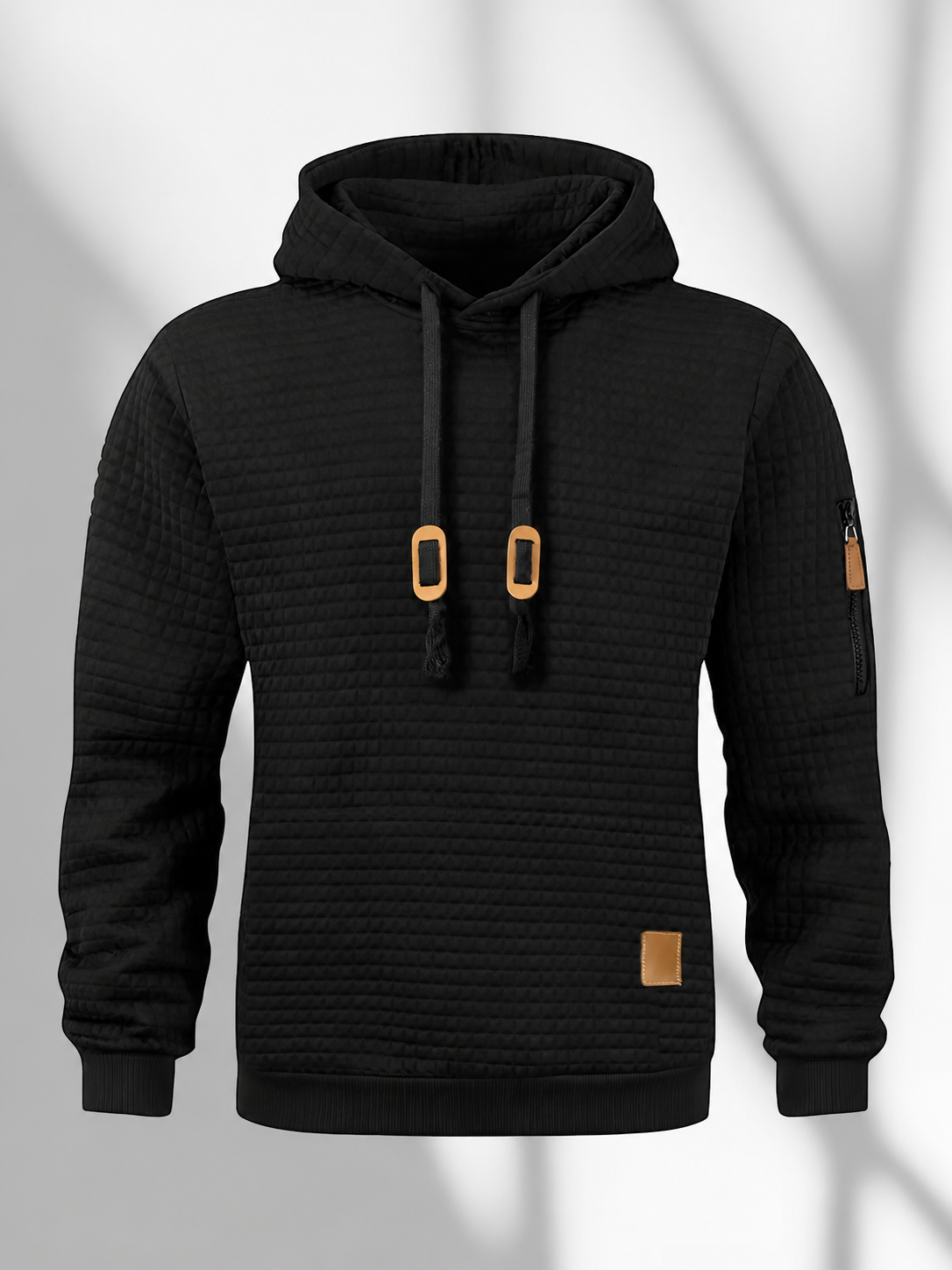Men’s Textured Waffle Hoodie – Casual Fall Pullover