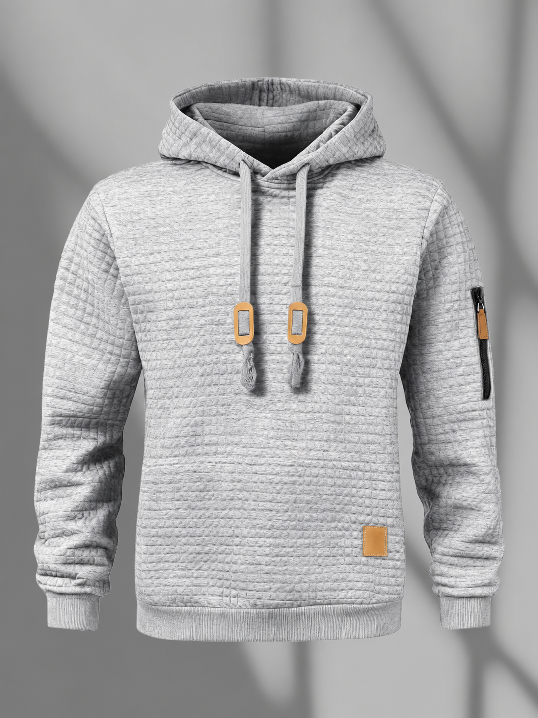 Men’s Textured Waffle Hoodie – Casual Fall Pullover