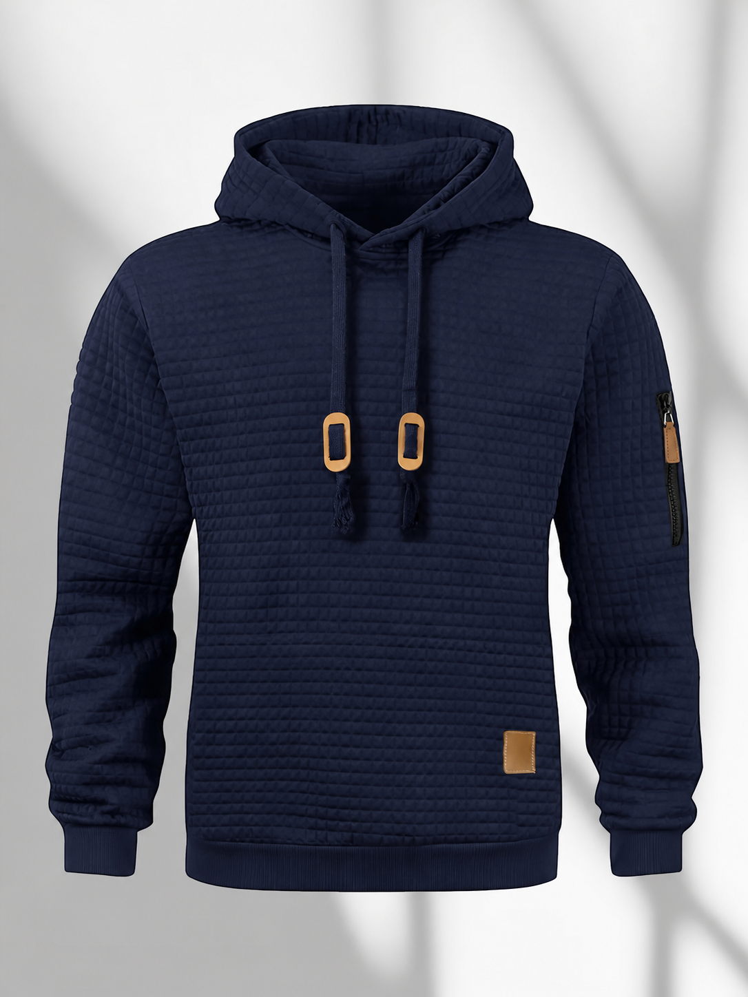Men’s Textured Waffle Hoodie – Casual Fall Pullover