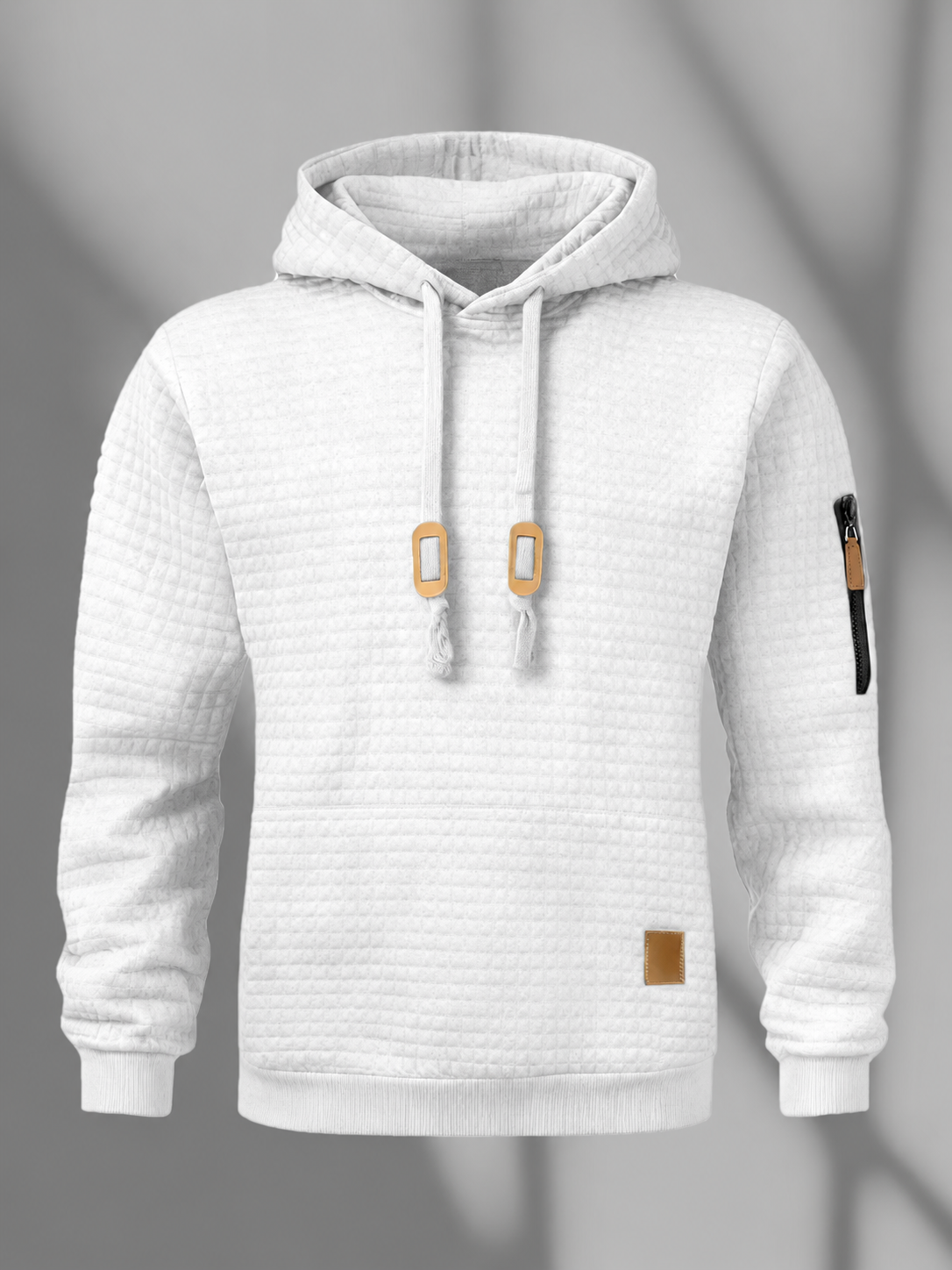 Men’s Textured Waffle Hoodie – Casual Fall Pullover