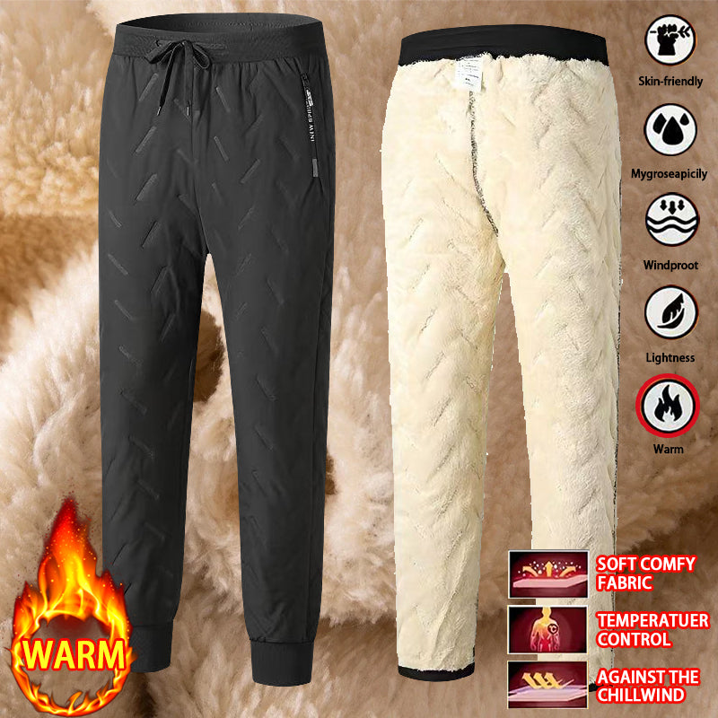 2PCS Ultra Warm Winter Pants – Black & Gray Plush Fleece Thermal Set by DERILUJA LLC