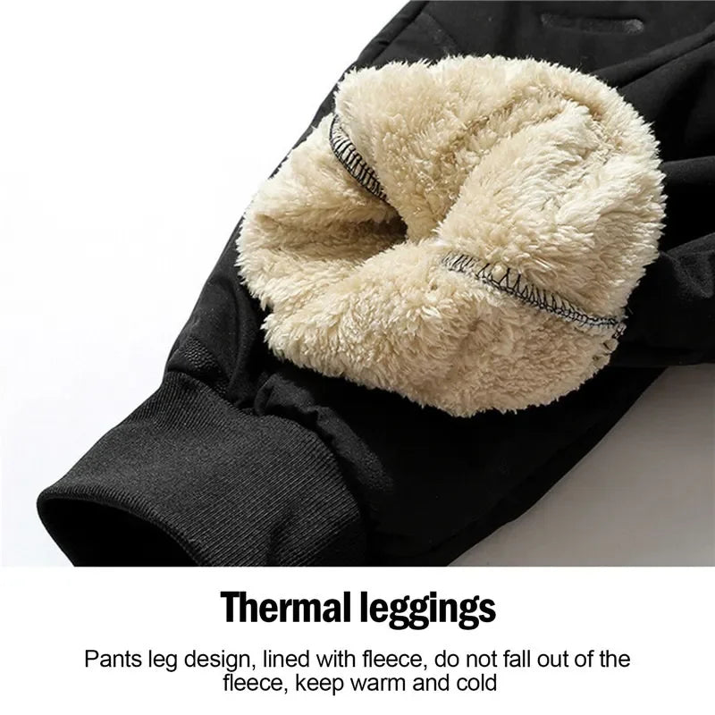2PCS Ultra Warm Winter Pants – Black & Gray Plush Fleece Thermal Set by DERILUJA LLC