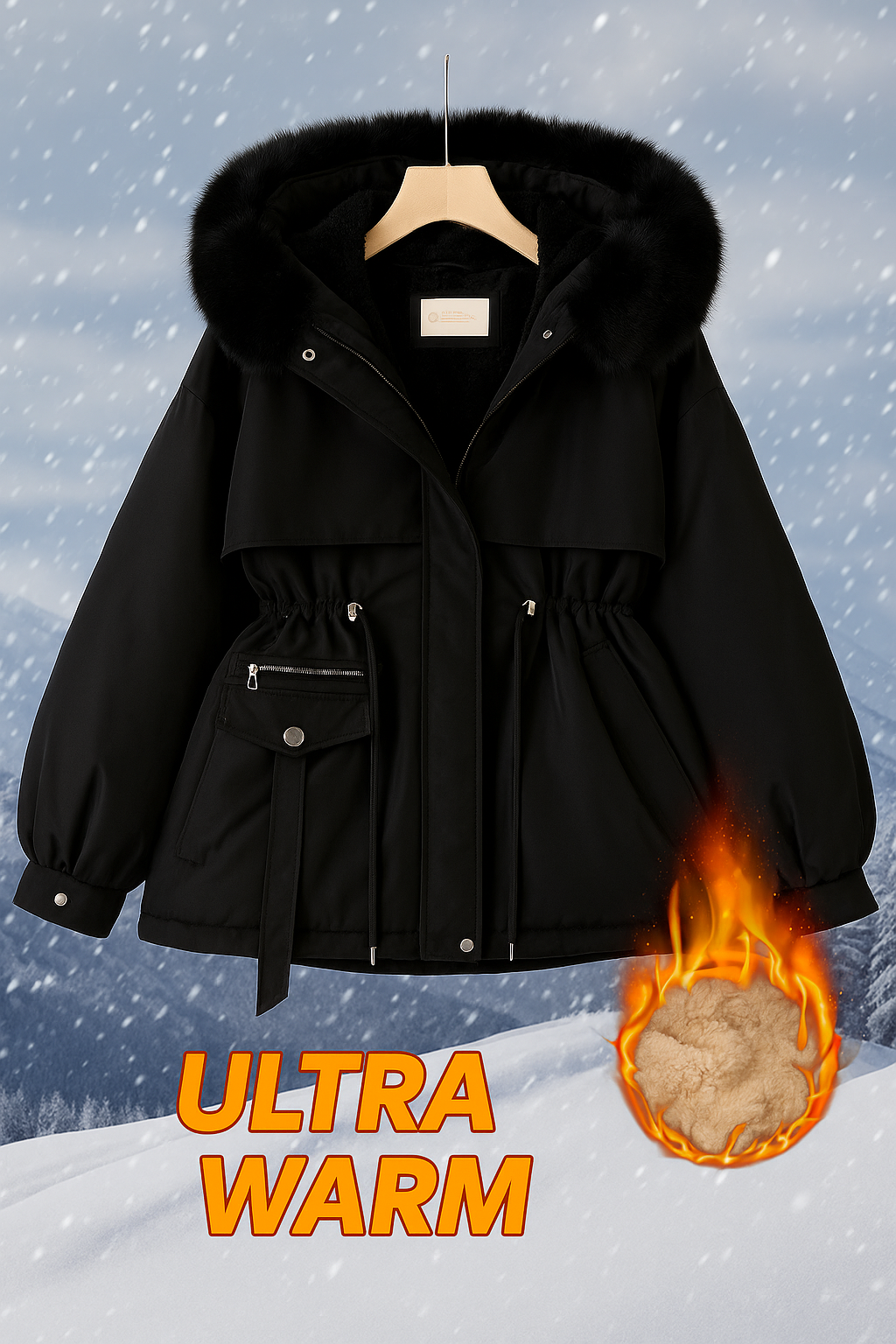 New Women's Cotton-Padded Plush Warm Coat 2024 Autumn Winter Parkas Coat Women's Long Sleeve Zipper Hooded Drawstring Parkas by My Store