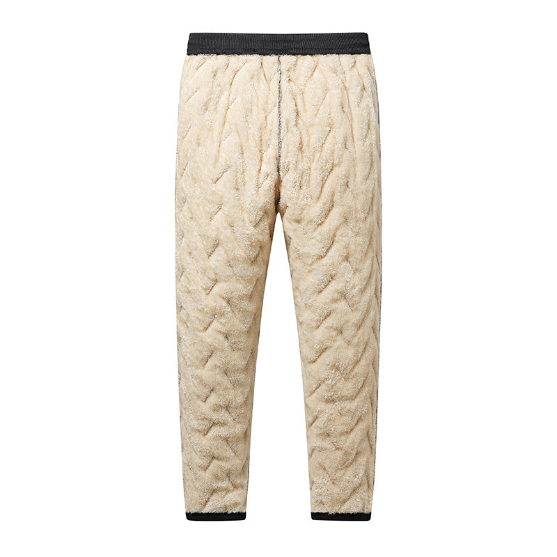 2PCS Ultra Warm Winter Pants – Black & Gray Plush Fleece Thermal Set