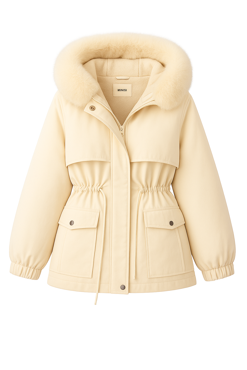 New Women's Cotton-Padded Plush Warm Coat 2024 Autumn Winter Parkas Coat Women's Long Sleeve Zipper Hooded Drawstring Parkas by My Store