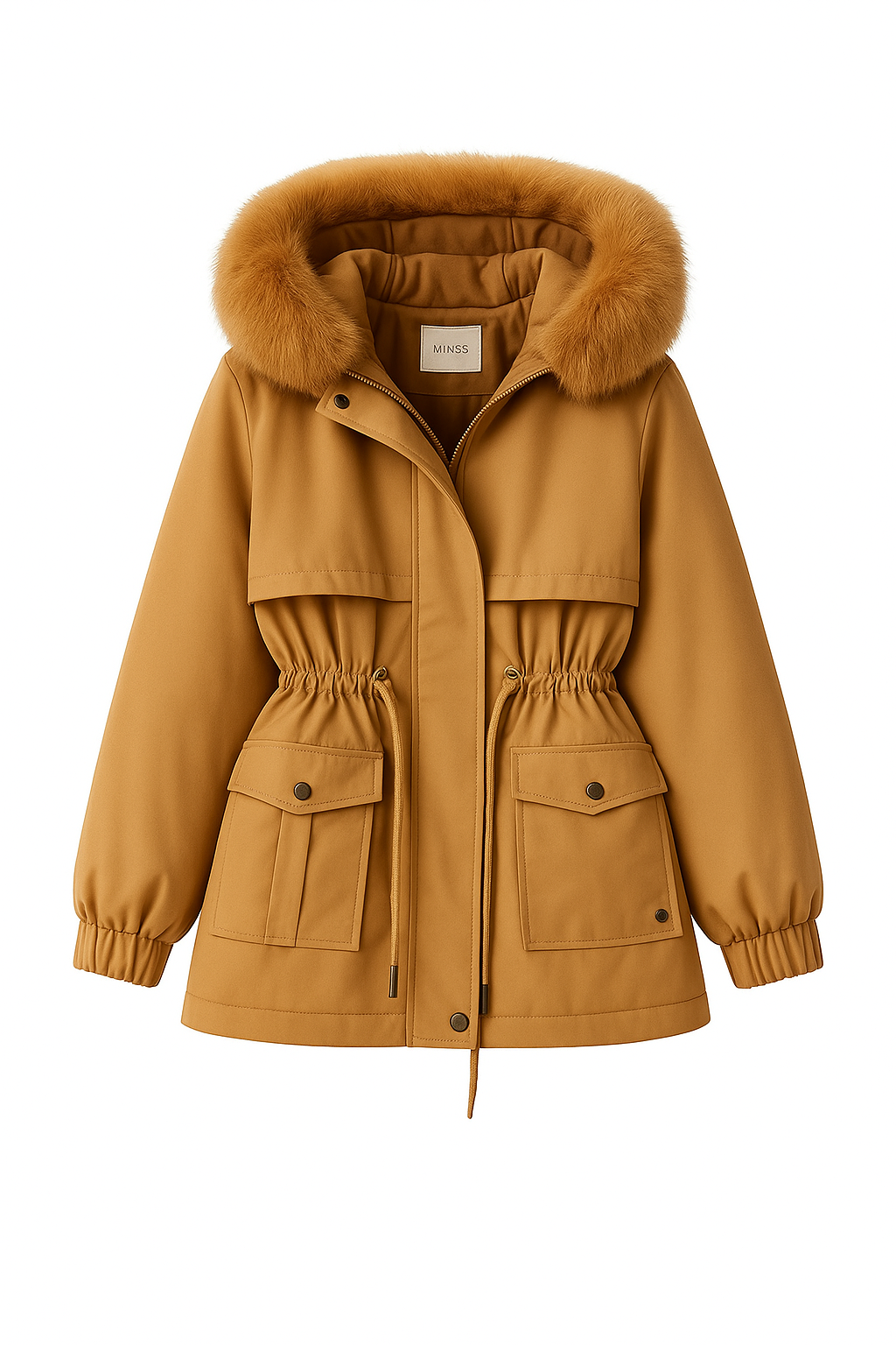 New Women's Cotton-Padded Plush Warm Coat 2024 Autumn Winter Parkas Coat Women's Long Sleeve Zipper Hooded Drawstring Parkas by My Store