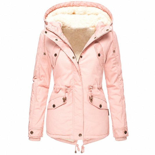 Women’s Fleece-Lined Hooded Winter Parka – Mid-Length Coat