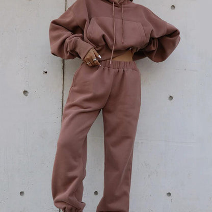 Women Warm Hoodie and Pants Set kodez