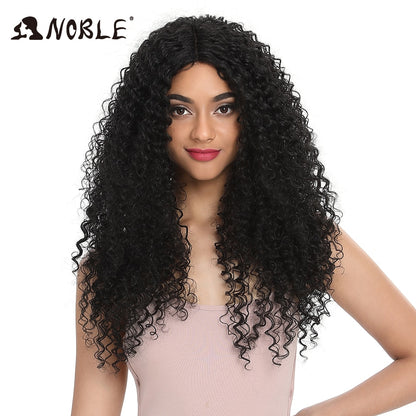 Noble Hair 26"Inch Synthetic Lace Wig For Black Wig African American Long Kinky Curly Heat Resistant Fiber Wigs For Black Women