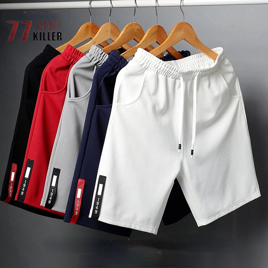 Casual Men's Shorts Outdoor Polyester Running Sports Elastic Waist Five Pants Summer Men's Loose Solid Color Baseball Shorts